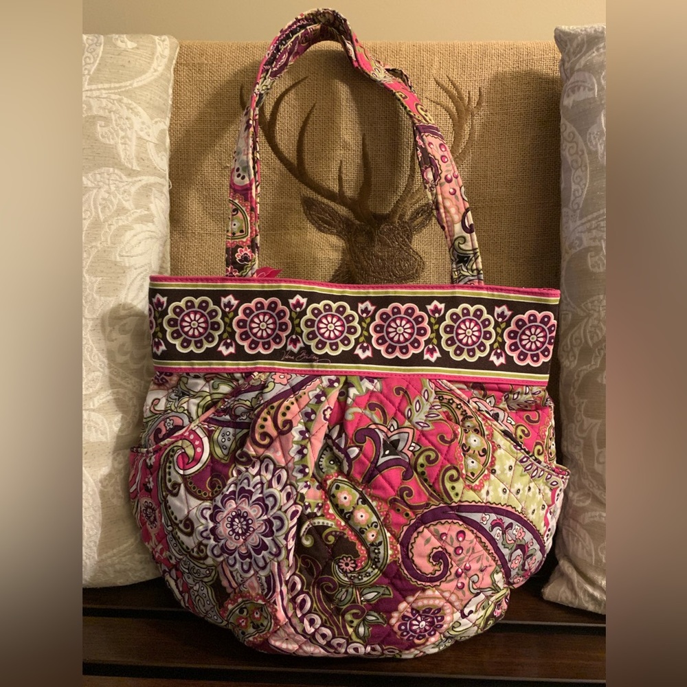 Vera Bradley Morgan Bag-Very Berry Paisley Print with Wallet and Change Purse - Picture 2 of 16